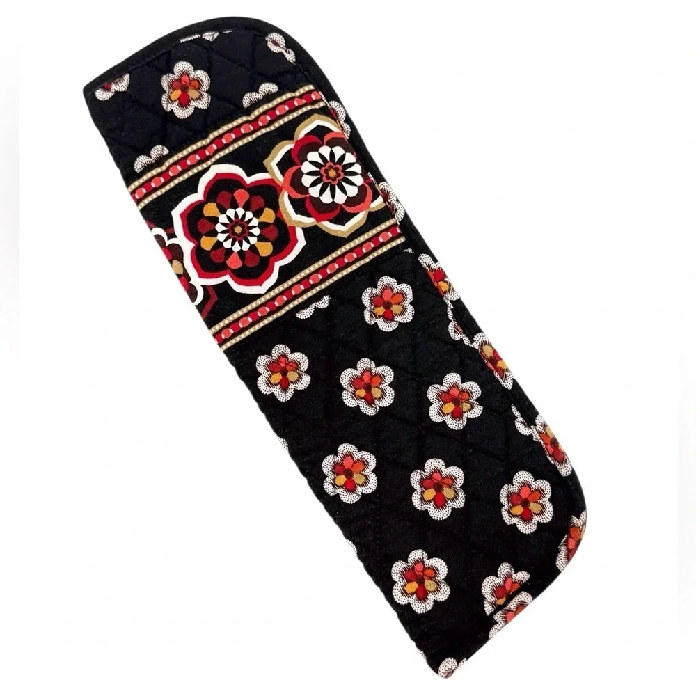 Vera Bradley Styling Iron Cover Pirouette Black Floral Quilted EUC